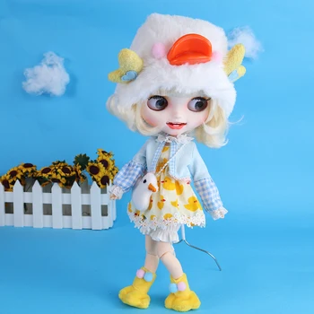 Костюм куклы ICY DBS Blyth, Милая желтая утка со шляпой, Утиная сумка, одежда для аниме-девочек 1/6 BJD OB24