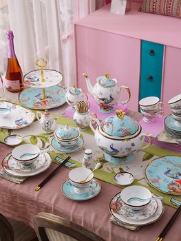 Костяной фарфор дворцовый фарфоровый набор посуды фарфоровый бытовой высокой красоты китайская легкая роскошная посуда подарки на новоселье