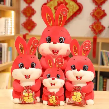 Куклы животных Зодиака В Китайском Стиле, Китайский Новый Год, Кролик, Плюшевая игрушка, Кролик, Плюшевая Кукла, Кукла-Талисман, мягкие игрушки