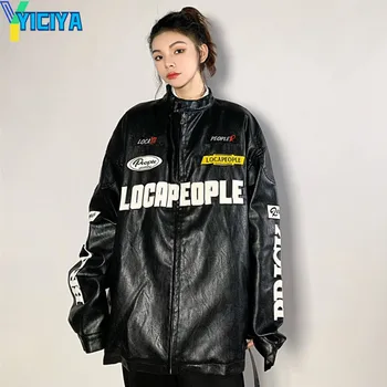 Куртка YICIYA, пальто-бомбер, женская новая верхняя одежда, кожаные университетские бейсбольные куртки, винтажное американское мотоциклетное пальто оверсайз