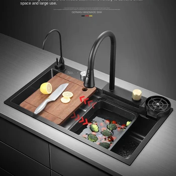 Кухонная Раковина Для мытья посуды Feiyu Водопадные Раковины Nano 304 Из Нержавеющей Стали Бытовая Раковина Для мытья посуды Под Столом С Одной Чашей