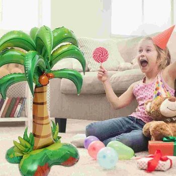 Макет вечеринки из кокосовой алюминиевой пленки, Воздушные шары из фольги, принадлежности для моделирования ладоней, листовые материалы