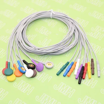 Маленькая модель Кнопки Длиной 1 метр, 10 Цветов, Диаметр Медной трубы от 1,5 мм до 3,9-4,0 мм, Защелкивающийся Провод электрода ЭКГ EKG EMG