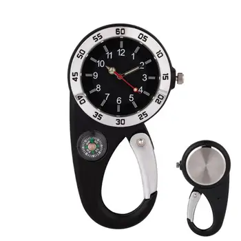 Маленькие часы с карабином, Маленькие часы-клипсы С компасом и цифрами, часы-брелок для рюкзака, Водонепроницаемые Карманные часы для рюкзака