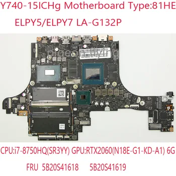 Материнская плата ELPY5/ELPY7 LA-G132P Y740-15 5B20S41618 5B20S41619 Для ноутбука Lenovo Legion Y740-15ICHg 81HE i7-8750HQ RTX2060 6G