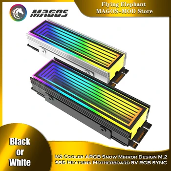 Материнская плата с радиатором M2 Cooler ARGB Snow Infinite Mirror Design M.2 SSD с СИНХРОНИЗАЦИЕЙ 5V RGB, черный/белый