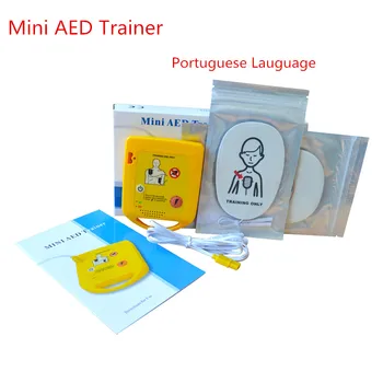 Мини-тренажер AED на португальском языке, Голосовая подсказка, Универсальный дефибриллятор, инструменты для занятий по оказанию первой помощи, практическое устройство для студентов