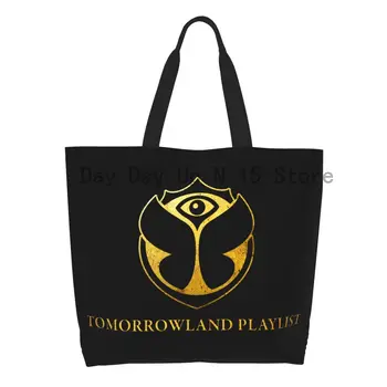 Модная сумка для покупок Tomorrowland с принтом, Моющаяся Холщовая сумка для покупок через плечо, сумка для фестиваля Бельгийской электронной танцевальной музыки