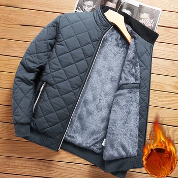 Мужская верхняя одежда, пальто, Однотонный воротник-стойка, Мужские плюшевые Толстые теплые топы с хлопковой подкладкой, куртки-парки, Мужская зимняя повседневная пуховая куртка Q759