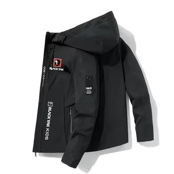 Мужская куртка, весенне-осенняя легкая куртка из полиэстеровой ткани с принтом черного Яка, Модная куртка с капюшоном для занятий спортом на открытом воздухе