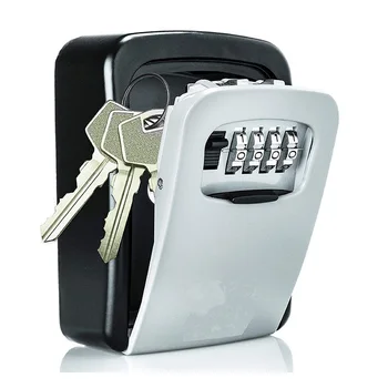 Настенный пластиковый ящик для ключей из алюминиевого сплава с паролем Безопасный ящик для хранения 4-значной комбинации паролей Безопасный секретный ящик для хранения