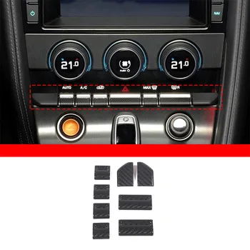 Настоящее углеродное волокно 8 шт. для 2013-2024 Jaguar F-TYPE, автомобильный центральный блок управления, кнопка переключения, наклейка на крышку, автомобильные аксессуары