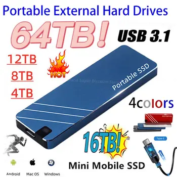 Новейший бренд, оригинальный мини портативный SSD-накопитель с интерфейсом Type-C/USB3.1, внешний мобильный твердотельный высокоскоростной жесткий диск для PS4/ноутбука