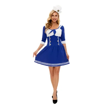 Новое поступление, Милый костюм моряка для взрослых женщин, маскарадная форма для костюмированной вечеринки на Хэллоуин в темно-синем цвете