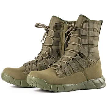 Новые Армейские ботинки с высоким берцем, Зеленые пустынные ботинки, коричневые ботинки, Легкие армейские ботинки, военные и тактические ботинки