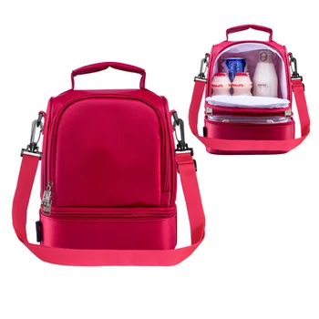 Новый дизайн, толстые теплые коробки с термоизоляцией, нейлоновая сумка для ланча, красные сумки для ланча, сумка-холодильник на молнии, изоляционная сумка для ланча