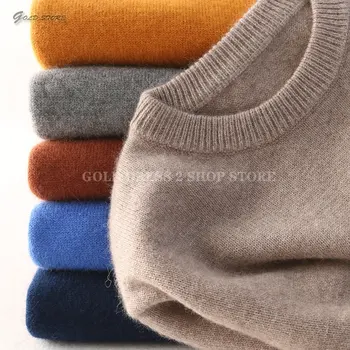Осенне-Зимний Мужской кашемировый вязаный толстый свитер, нижняя рубашка, Модный Теплый пуловер с длинным рукавом, Роскошные свитера Для мужчин