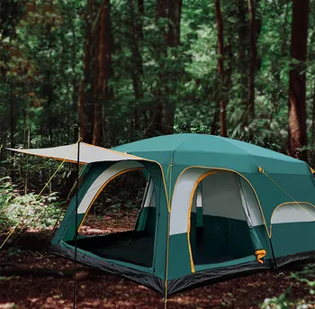 Палатка с двумя спальнями, негабаритная для отдыха на 5-8 человек, Кемпинговые палатки, двухслойные толстые непромокаемые Семейные туры на открытом воздухе