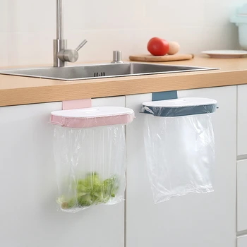 Пластиковый Подвесной кронштейн для мешка для мусора С крышкой Кухонная Стойка для хранения мусора Сумка Дверца Шкафа Задняя Вешалка для Тряпья Стойка для мусора