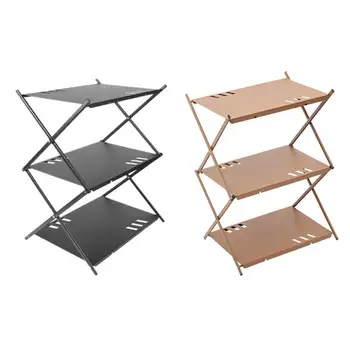 Полки для хранения на открытом воздухе в кемпинге, 3-слойный удобный стол для переноски, сверхмощный стол для хранения