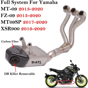 Полная Система Выхлопа Мотоцикла Без Шнуровки Для Yamaha MT-09 FZ-09 XSR09 MT09 2014-2020 Соединительная Труба Карбоновый Глушитель DB Killer
