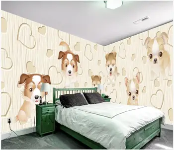 Пользовательские фото 3D обои Современный простой милый щенок фон для домашнего декора детской комнаты 3D настенные фрески обои для стен 3 d