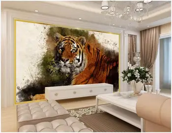 Пользовательские фото 3D обои, нарисованные вручную, художественный пасторальный тигр, домашний декор для гостиной, 3D настенные росписи, обои для стен 3 d