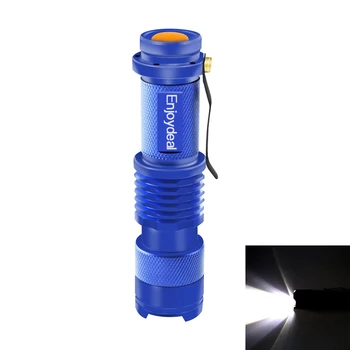 Портативный Наружный Фонарик Mini Q5 С Возможностью Масштабирования на 2000 Люмен светодиодный Фонарик Torch Lamp penlight 1 Modes Blue AA По Лучшей цене