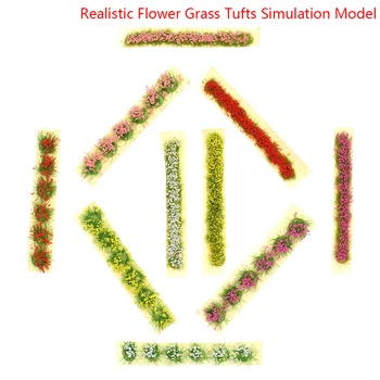 Реалистичная Имитационная модель Пучков травы С цветами, сцена из песка, материал 