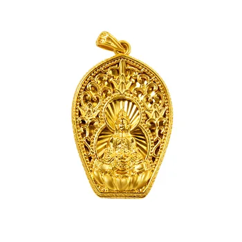 Ретро 24K Подвеска с желтым позолотой Будды для мужчин и женщин, золотые подвески прямоугольной огранки, ожерелье, Свадебные украшения на День рождения, подарки