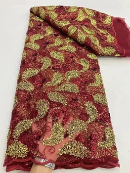 Роскошная французская кружевная ткань с вышивкой 2023, Высококачественные вечерние платья с пайетками Для женщин, Сетчатая кружевная ткань для шитья