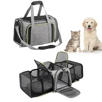 Рюкзак-переноска для кошек, Двухсторонняя расширяемая сумка, Прозрачная сумка-переноска для собак С боковым карманом для маленьких собак, кошек, щенков 