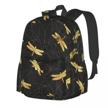 Рюкзак с золотой стрекозой, современные модные рюкзаки с животными, велосипедные мягкие школьные сумки для мальчиков, высококачественный рюкзак