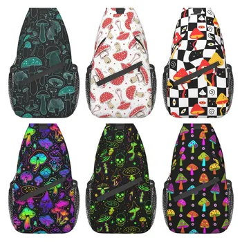 Рюкзак-слинг с грибами, сумка через плечо для женщин, Мужская сумка-слинг, Дорожная Походная сумка на плечо, рюкзак Унисекс, один размер