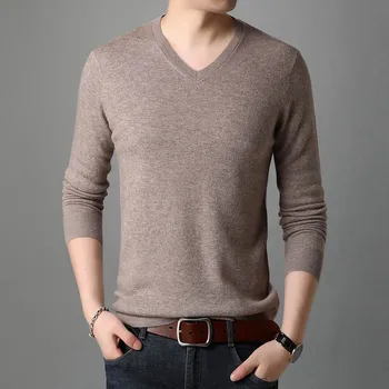 свитер мужской с V-образным вырезом, однотонные свитера тонкой вязки, мужские свитера 2023, новая осенне-зимняя нижняя рубашка 9959