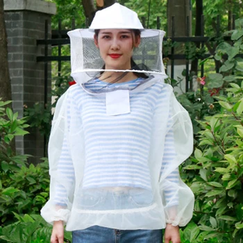 Сетчатый Костюм для Пчеловодства Со Съемным Капюшоном Для Пчеловодов Белый #W0