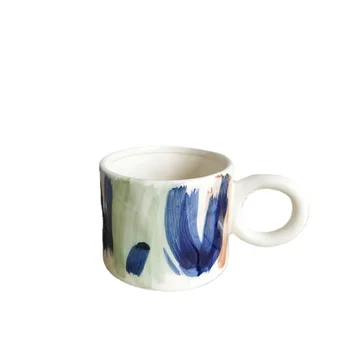 Скандинавская Большая ушная чашка для рук, Цветная кружка, ресторан, Офис, Домашняя чашка для кофе с молоком