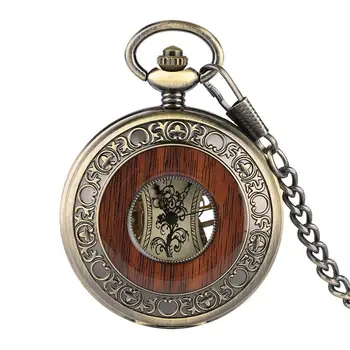 Старинные Деревянные карманные часы с ручным заводом, Механические Карманные часы, Деревянный Дизайн, Полая Подвеска, Ретро Часы, Подарок для мужчин и женщин reloj