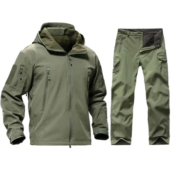 Тактическая куртка Softshell TAD, Мужская Камуфляжная одежда для охоты, костюмы, Военная форма, Походная куртка с капюшоном для кемпинга + брюки