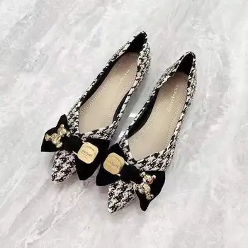 Тонкие туфли с острым носком и мелким носком, женская летняя обувь на плоской подошве Four Seasons, французские туфли-лодочки, тонкие туфли