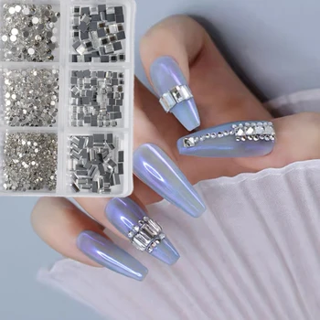 Украшения для ногтей с прозрачным плоским Дном DIY Nail Rhinestone Аксессуары для маникюра DIY 3D наклейки для ногтей Смешанные украшения для ногтей