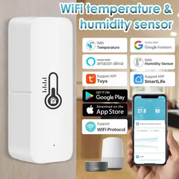 Умный датчик температуры и влажности Tuya WIFI/ZigBee с зуммером, Умный термометр для жизни в помещении Для Alexa Google Home
