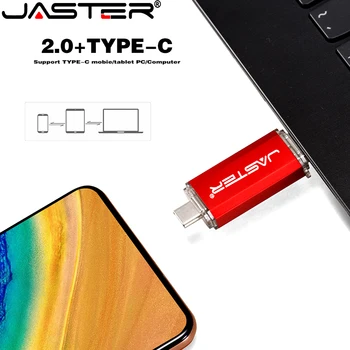 Флэш-накопители JASTER Type-C USB 2.0 64 ГБ Красная карта памяти с Бесплатным логотипом, Водонепроницаемый 32 ГБ 16 ГБ U-диск Для смартфона/Ноутбука