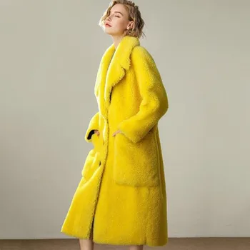 Хайнинговое исландское шерстяное пальто с имитацией овечьего флиса, женское средней длины австралийское крупнозернистое зимнее плотное пальто с имитацией ягненка