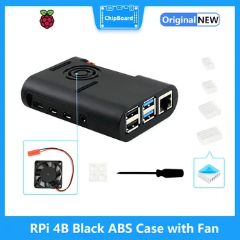 Черный корпус из АБС-пластика Raspberry Pi 4B с охлаждающим вентилятором