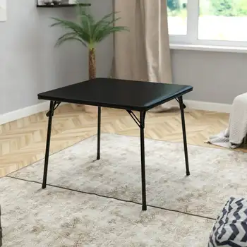 Черный складной карточный столик - легкий портативный складной столик со складными ножками, многофункциональный складной стол для кемпинга на открытом воздухе