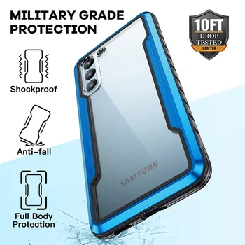 Чехол для Samsung Galaxy S21 Ultra S21 Plus Armor Metal Anti-Drop Прозрачная Задняя крышка из ПК Противоударный Полный Защитный Чехол Fundas