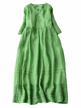 Элегантное длинное платье с бисером, женская литература, ретро-хлопчатобумажное платье с коротким рукавом, Летний повседневный свободный сарафан макси в полоску
