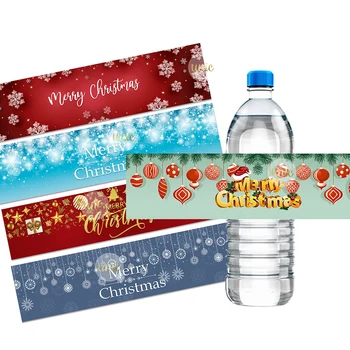 Этикетки Для Бутылок С водой С Рождеством, Наклейки Для декора С Новым Годом, Рождество, Санта-Клаус, Рождественские Наклейки Со Снежинками