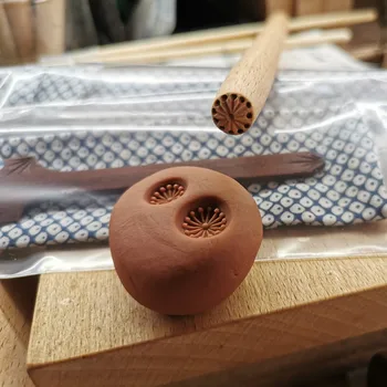 Японская деревянная форма с двусторонним прижимным стержнем wagashi с цветочным рисунком для изготовления фруктов wagashi